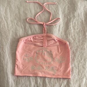 Hello Kitty Rhinestone Girls Halter Top Size Small